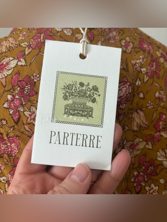 Parterre Bryce Marigold Daphne Button Down Floral Linen Blend Top Blouse — image 6 of 8